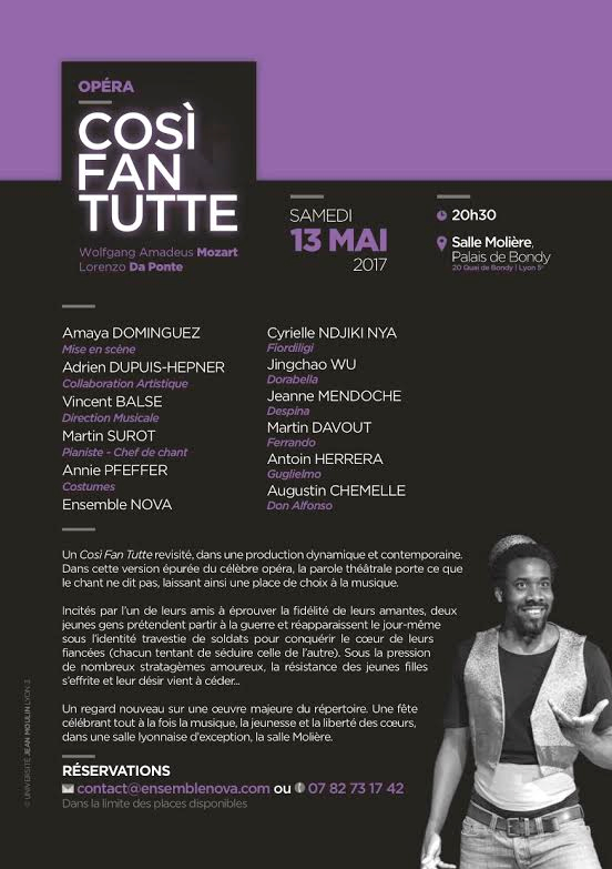 Cosir Fan Tutte le Samedi 13 Mai 2017 à la salle Molière - Lyon 5ème