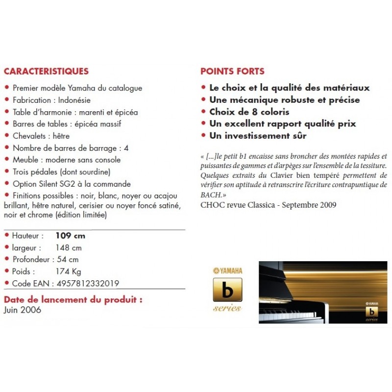 Présentation Piano droit Yamaha B1