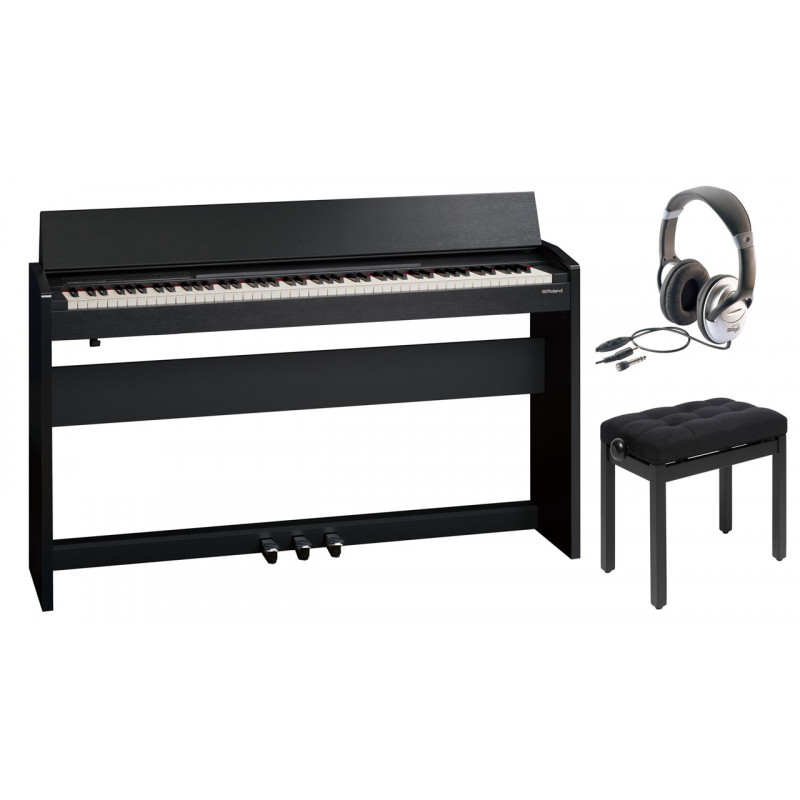 Pack Piano numérique ROLAND F-140R-CB Noir mat (Contemporary Black)