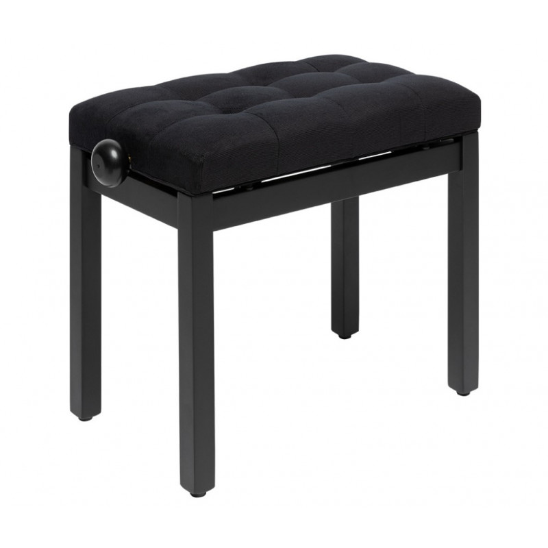 Banquette Piano réglable Noir mat avec pelote velours noir