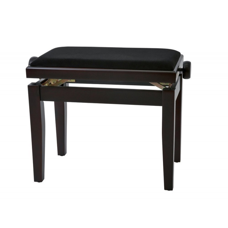 Banquette Piano réglable Palissandre mat/ velours noir