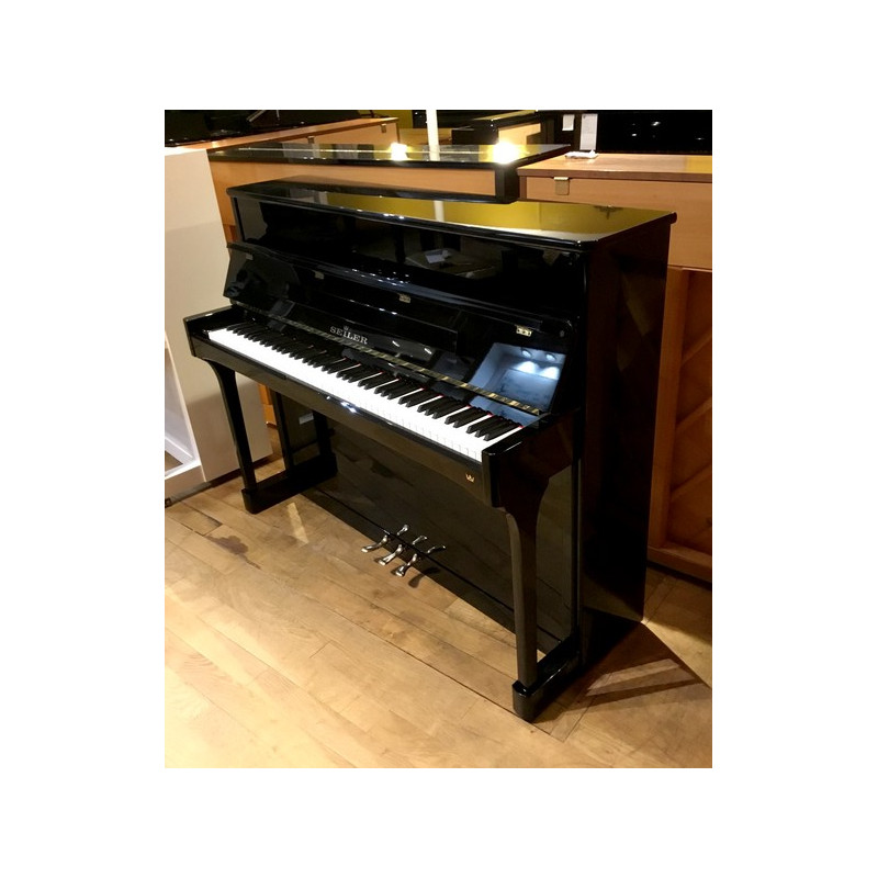 piano droit seiler 116 jubilee Noir Brillant