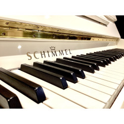 PIANO DROIT SCHIMMEL KONZERT K-122 ELEGANCE BLANC BRILLANT AVEC SYSTEME SILENCIEUX