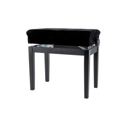 Banquette piano deluxe Noir Mat Velours Noir Casier à Musique