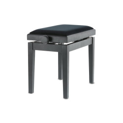 Banquette Noir Mat Réglable Deluxe, Assise Velours pour Piano