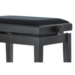 Banquette Noir Mat Réglable Deluxe, Assise Velours pour Piano