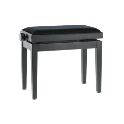 Banquette Noir Mat Réglable Deluxe, Assise Velours pour Piano