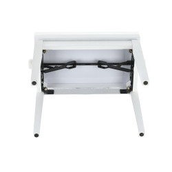 Banquette Blanc Brillant Réglable Deluxe, Assise en Vinyle pour Piano