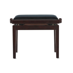 Banquette Palissandre mat Assise Velours Noir Deluxe Réglable pour Piano
