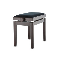 Banquette Palissandre mat Assise Velours Noir Deluxe Réglable pour Piano