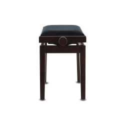 Banquette Palissandre mat Assise Velours Noir Deluxe Réglable pour Piano