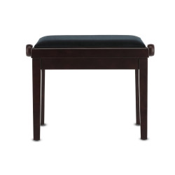 Banquette Palissandre mat Assise Velours Noir Deluxe Réglable pour Piano