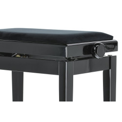 Banquette Noir brillant Assise Velours Réglable pour piano