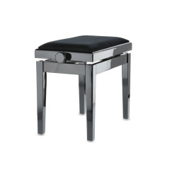 Banquette Noir brillant Assise Velours Réglable pour piano
