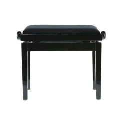 Banquette Noir brillant Assise Velours Réglable pour piano
