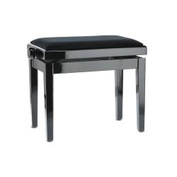 Banquette Noir brillant Assise Velours Réglable pour piano