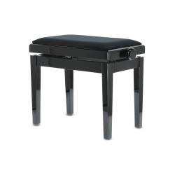 Banquette Noir brillant Assise Velours Réglable pour piano