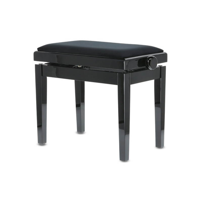 Banquette Noir brillant Assise Velours Réglable pour piano