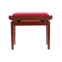 Banquette Acajou Mat Assise Velours Rouge Réglable pour Piano