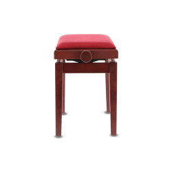 Banquette Acajou Mat Assise Velours Rouge Réglable pour Piano