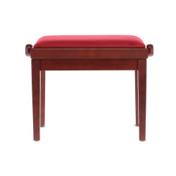 Banquette Acajou Mat Assise Velours Rouge Réglable pour Piano