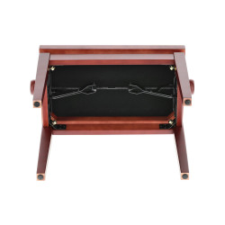 Banquette Acajou Mat Assise Velours Rouge Réglable pour Piano