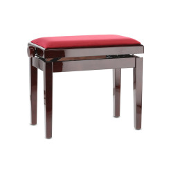 Banquette Acajou Brillant Deluxe Réglable Pour Piano