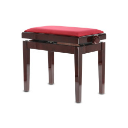 Banquette Acajou Brillant Deluxe Réglable Pour Piano