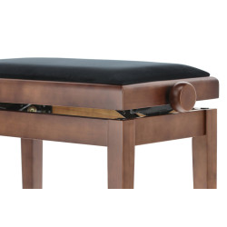Banquette Noyer Satiné Réglable, Mécanique Double Performance, Assise Velours Noir