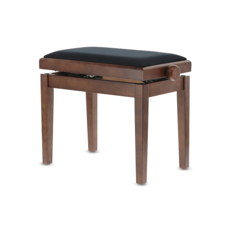 Banquette Noyer Satiné Réglable, Mécanique Double Performance, Assise Velours Noir