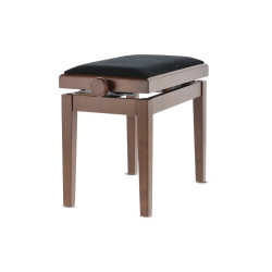 Banquette Noyer Satiné Réglable, Mécanique Double Performance, Assise Velours Noir