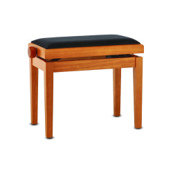 Banquette Erable Mat, Assise Velours Noir Deluxe Réglable Pour Piano