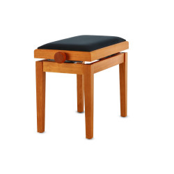 Banquette Erable Mat, Assise Velours Noir Deluxe Réglable Pour Piano