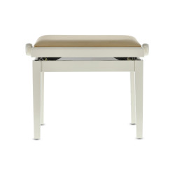 Banquette Ivoire Brillant / Velours Beige Deluxe Réglable Pour Piano