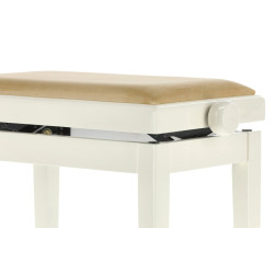 Banquette Ivoire Brillant / Velours Beige Deluxe Réglable Pour Piano