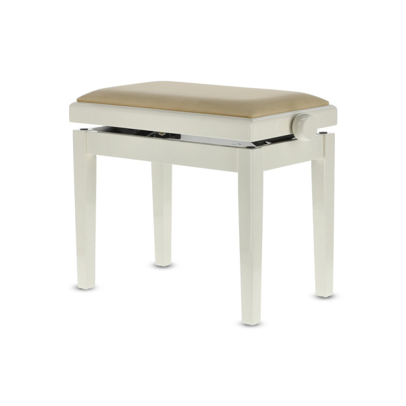 Banquette Ivoire Brillant / Velours Beige Deluxe Réglable Pour Piano