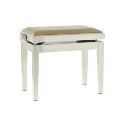 Banquette Ivoire Brillant / Velours Beige Deluxe Réglable Pour Piano