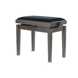 Banquette Noyer Foncé Mat, Velours Noir Deluxe Réglable Pour Piano