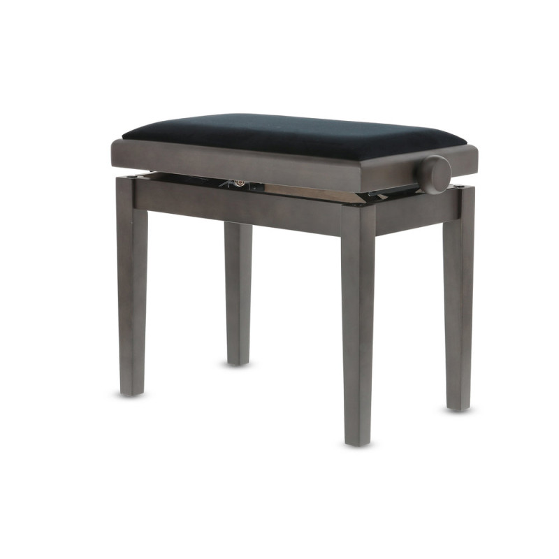 Banquette Noyer Foncé Mat, Velours Noir Deluxe Réglable Pour Piano Banquette Noyer Foncé Mat, Velours Noir Deluxe Réglable Pour Piano