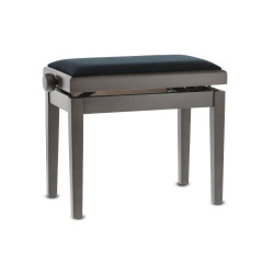 Banquette Noyer Foncé Mat, Velours Noir Deluxe Réglable Pour Piano