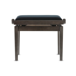 Banquette Noyer Foncé Mat, Velours Noir Deluxe Réglable Pour Piano
