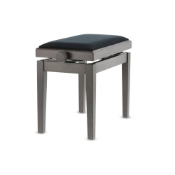 Banquette Noyer Foncé Mat, Velours Noir Deluxe Réglable Pour Piano