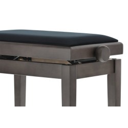 Banquette Noyer Foncé Mat, Velours Noir Deluxe Réglable Pour Piano