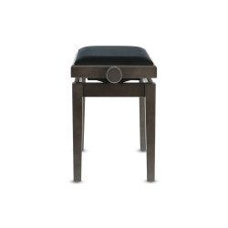 Banquette Noyer Foncé Mat, Velours Noir Deluxe Réglable Pour Piano