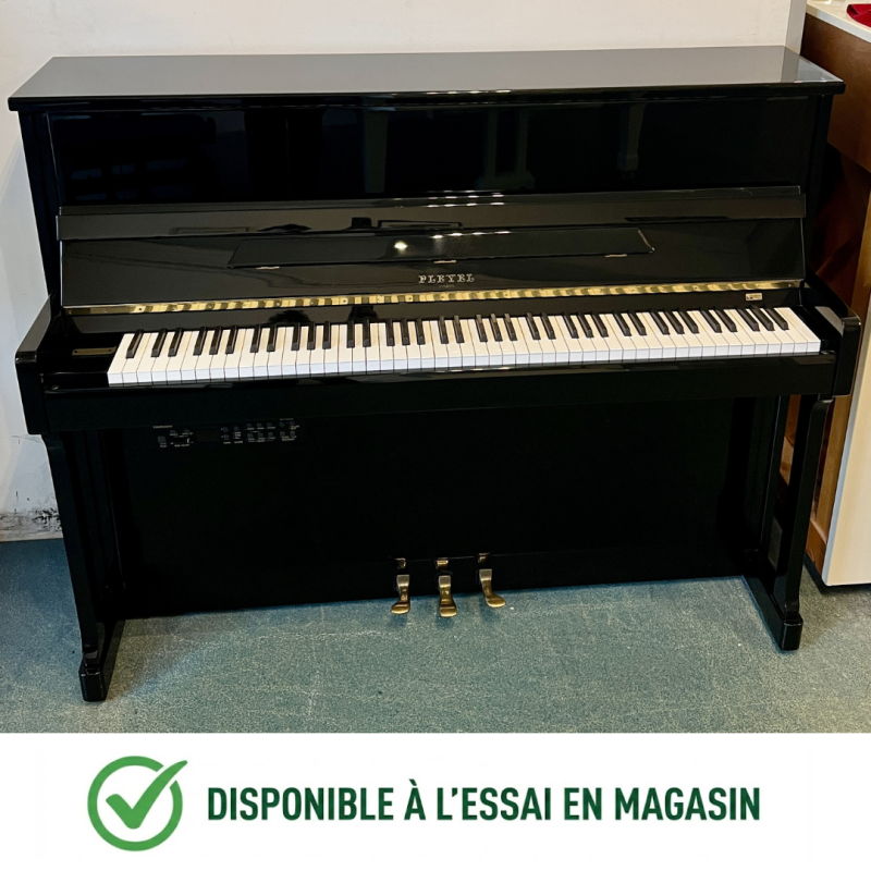 PLEYEL 114 Académie Piano Droit Noir Laqué