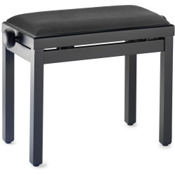 Banquette Noir Mat Réglable Deluxe, Assise Velours pour Piano