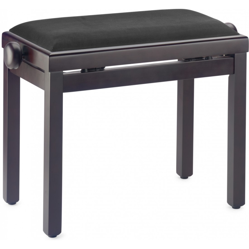 Banquette Palissandre mat / velours noir réglable pour Piano