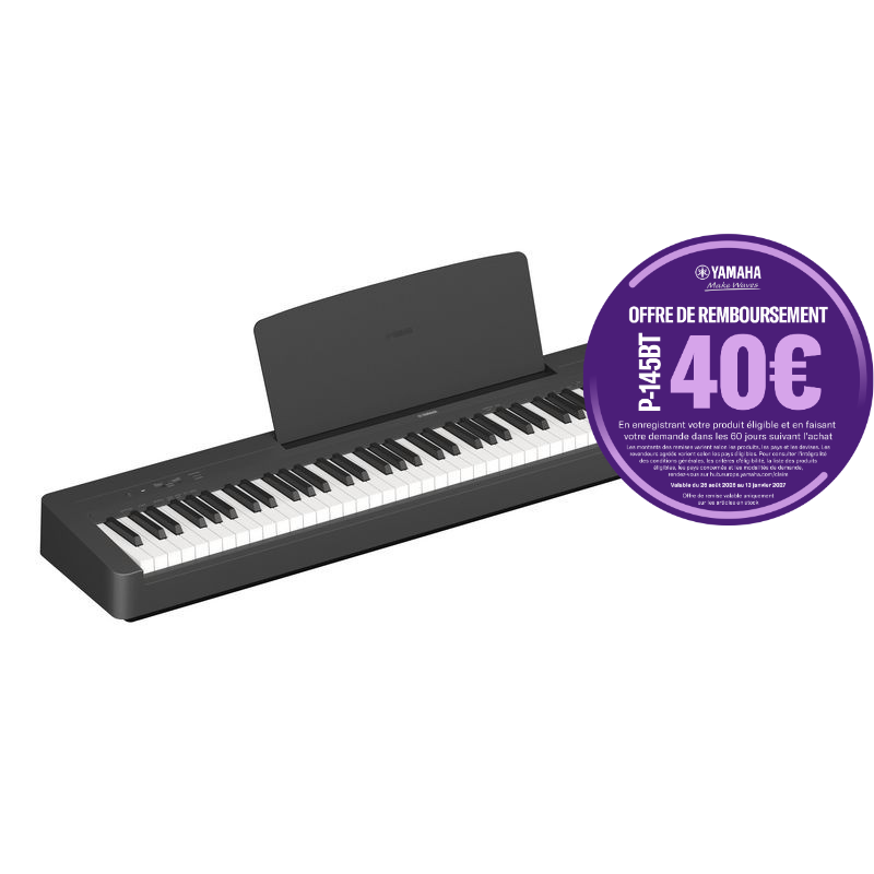 PIANO PORTABLE YAMAHA P145 B NOIR MAT