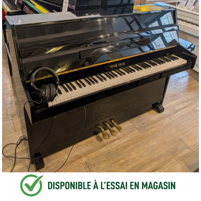 YOUNG CHANG E-109 Piano droit avec système silencieux finition Noir Brillant