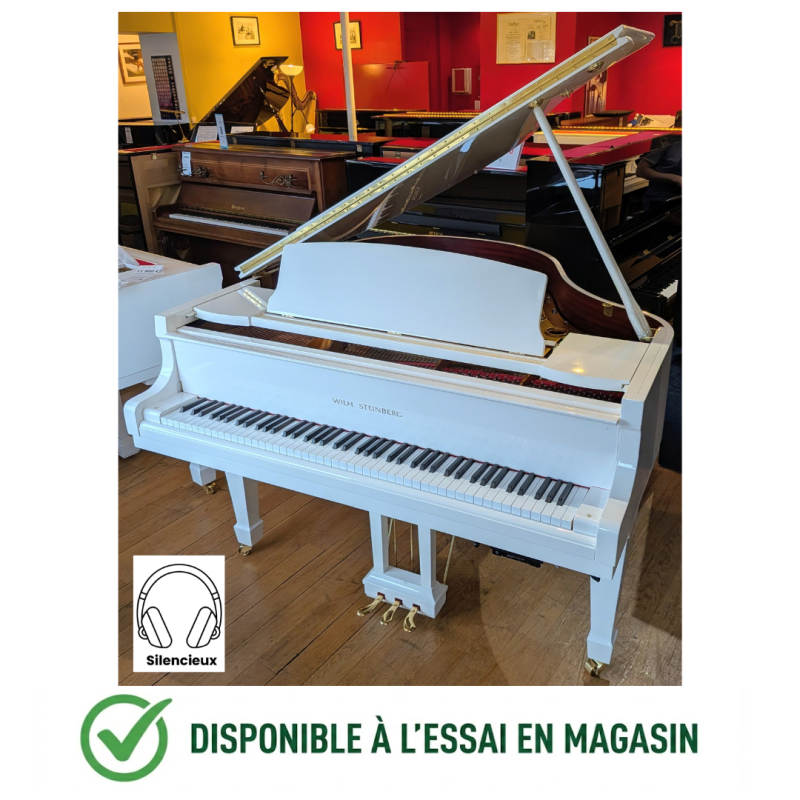 WILH.STEINBERG P 152 avec système silencieux PIANO A QUEUE Blanc brillant d'occasion